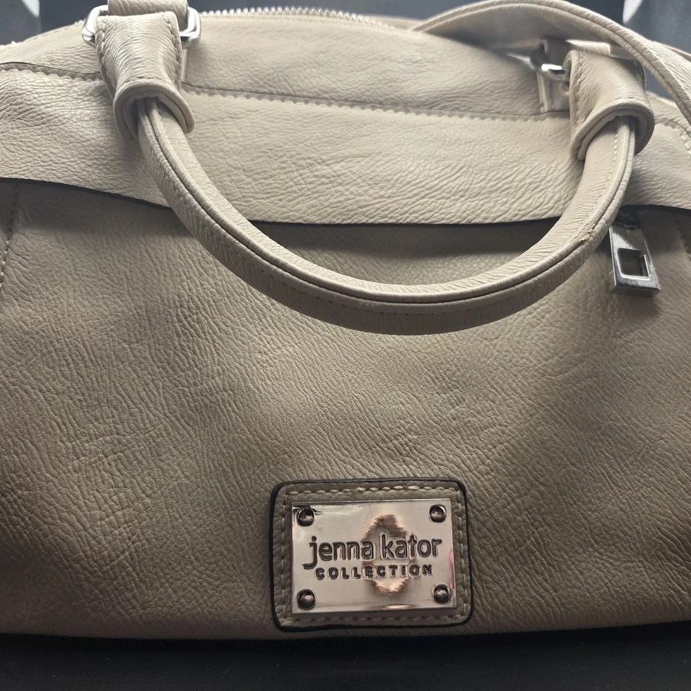 Jenna Kator Collection Vegan Leather Cream Crossbody Satchel